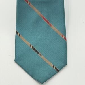 Christopher Hayes Western Neck Tie Teal Turquoise 100% Silk Rodeo Stripe Vintage